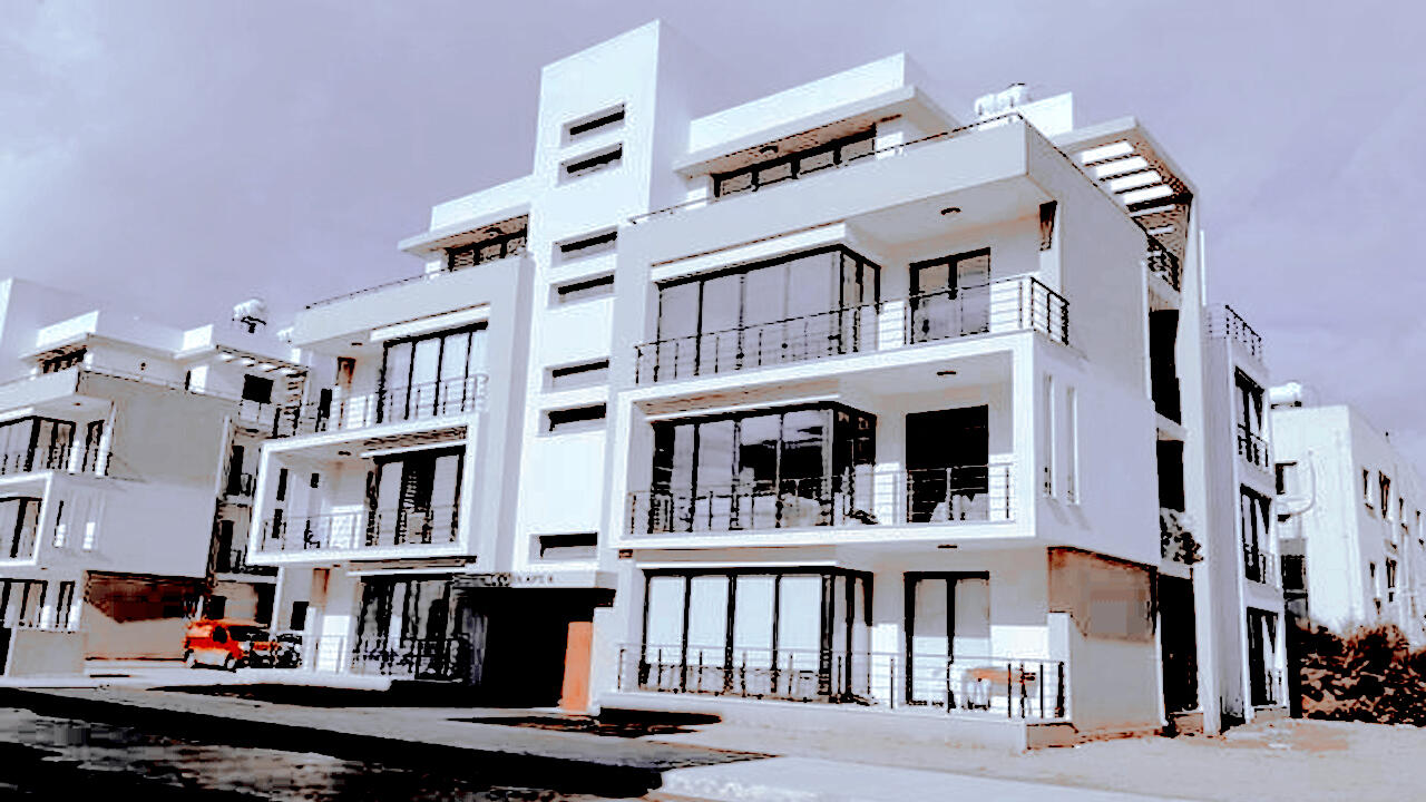 Pequeno aglomerado de apartamentos.